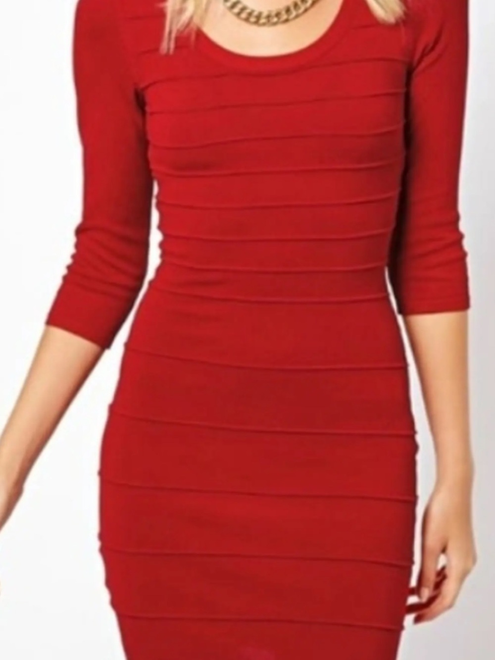 Mango Red Ribbed Bodycon Mini Dress Sz M